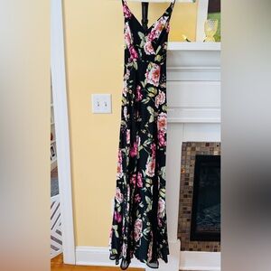 Yumi Kim Kat Love Song Black Pink Floral Maxi Dress Black Pink XS V Neck